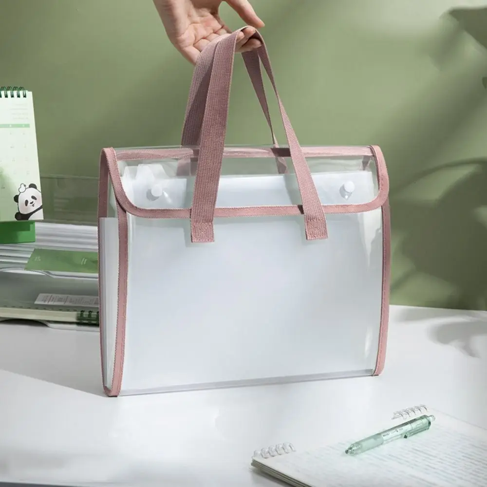 Large Capacity 13-Tier File Folders Thickened Top Handle Document Tutoring Bag Waterproof Effective Protection A4 File Tote Bag