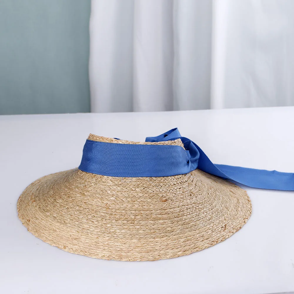 Tampa superior vazia 100% RAFFIA balde chapéus senhoras cap chapéu de palha dos homens arco Chapéu de Praia chapéu de noiva chapéus das mulheres para o sol Chapéu Ao ar livre