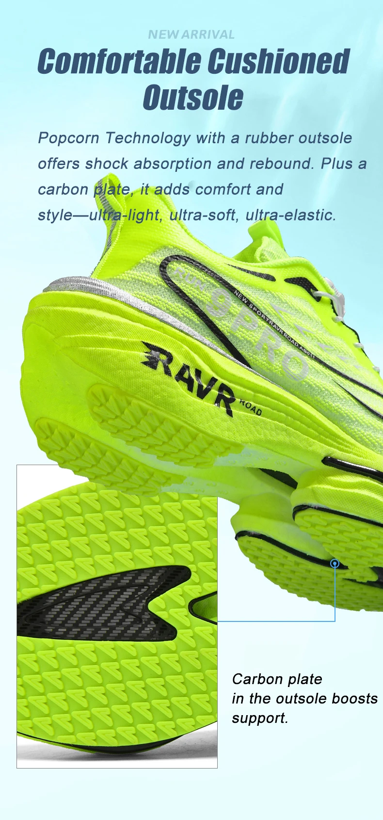 Männer Neue Turnschuhe Carbon Platte Dämpfung Laufschuhe 9PRO MAX Jogging Atmungsaktive Mesh Rutschfeste Outdoor Schuhe Off-road Schuhe – Detail 6