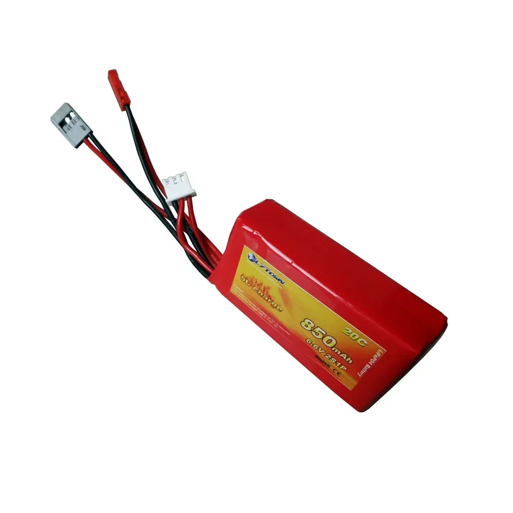 2PCS Flytown Nano-Tech 850mAh 6.6V 20C~40C 2S1P LiFePO4 Receiver Pack RX Battery With JST Connector and FUTABA Plug VS Turnigy