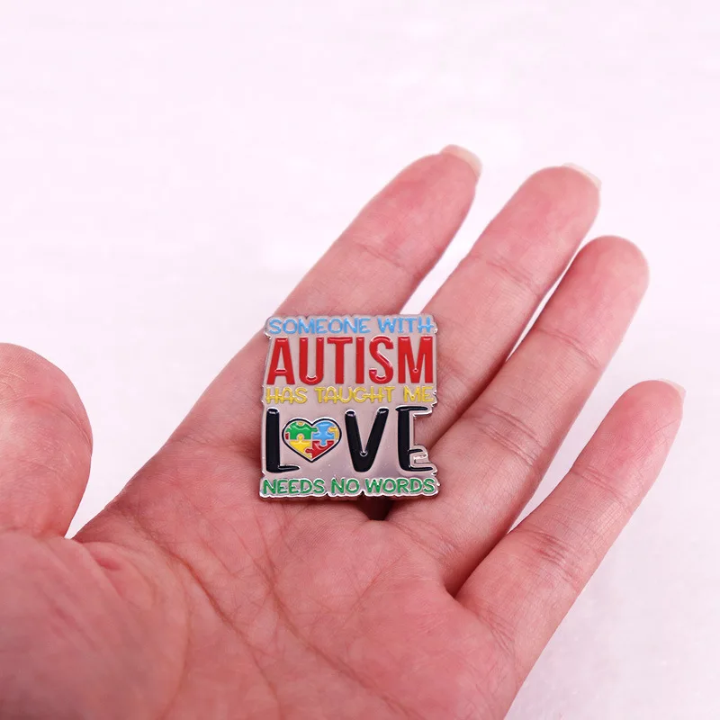 Autism Brooch Color Puzzle Heart Badge Accessory