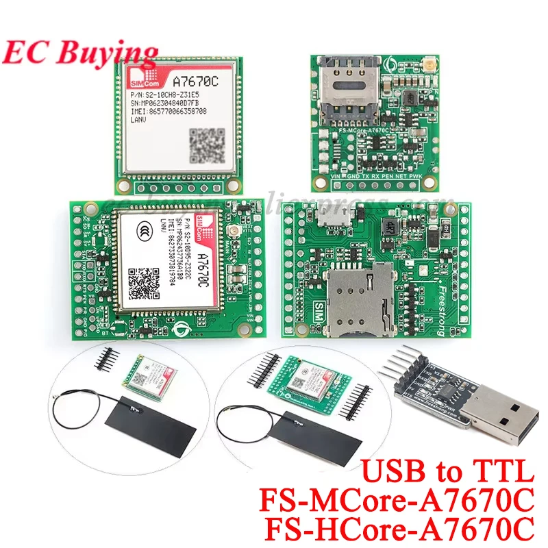 A7670C 4G Module CAT.1 Core Development Board Full Netcom GSM LTE+GSM STM32 Soutines FS-MCore-A7670C FS-HCore-A7670C USB to TTL