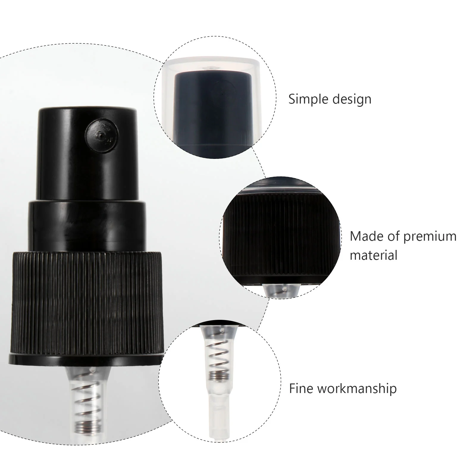 20 Pcs Spray Bottle Pump Tops Alcohol Head Bottles Replacement Sprayer Nozzle Black Plastic