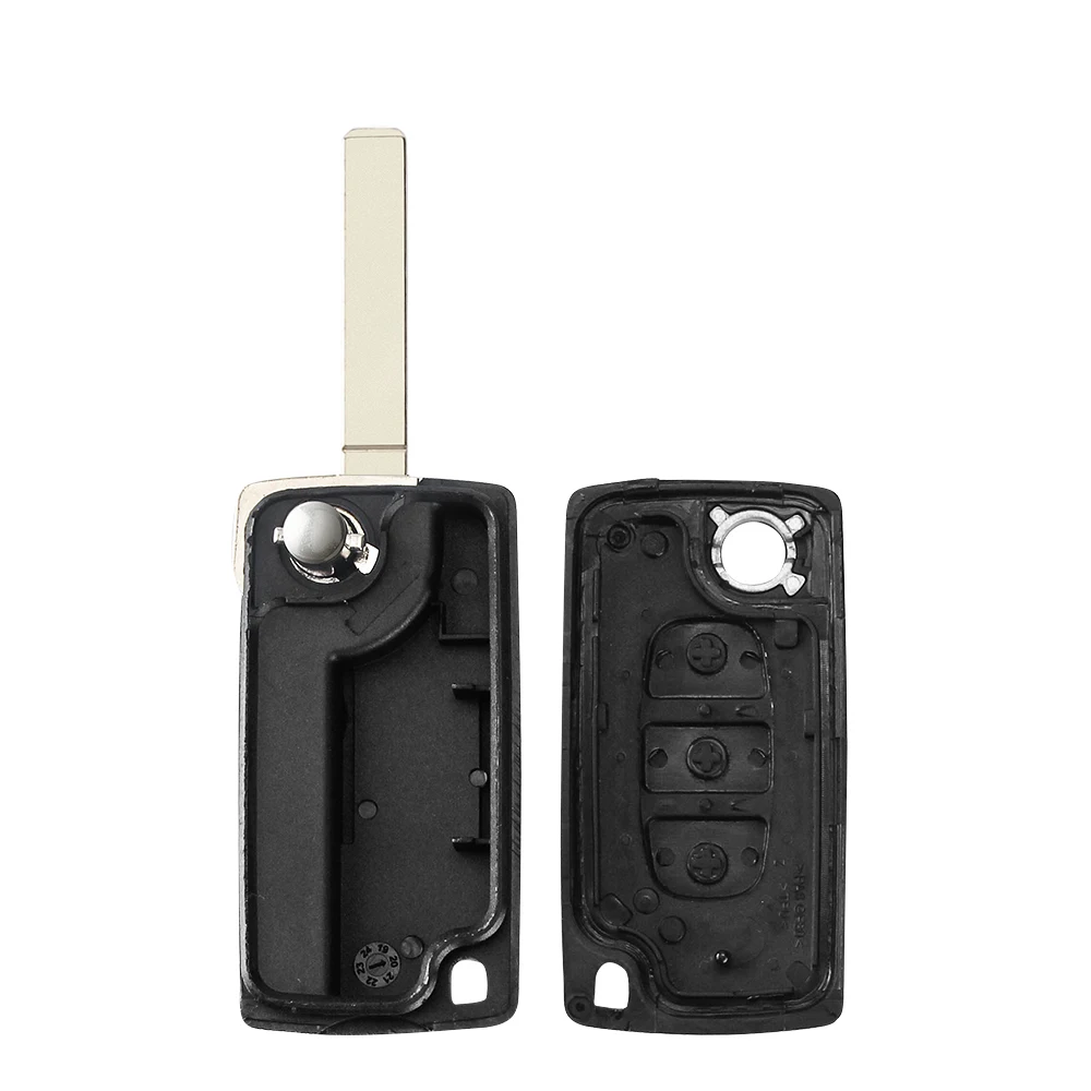 KEYYOU 3 Pulsante di Vibrazione Pieghevole Chiave A Distanza Dell\'automobile Borsette Caso Fob Per Peugeot 407 307 607 CE0523 In Bianco, Senza