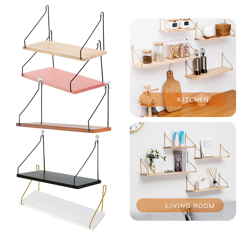 1pcs Wooden Wall Rack One-Line Partition Storage Rack Wooden Wall Rack Easy To Install Floating Shelf