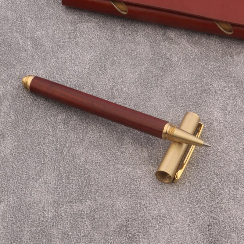 High Quality 86 red wood Rollerball Pen brass spin Calligraphy Signature Ink Pens For Writing