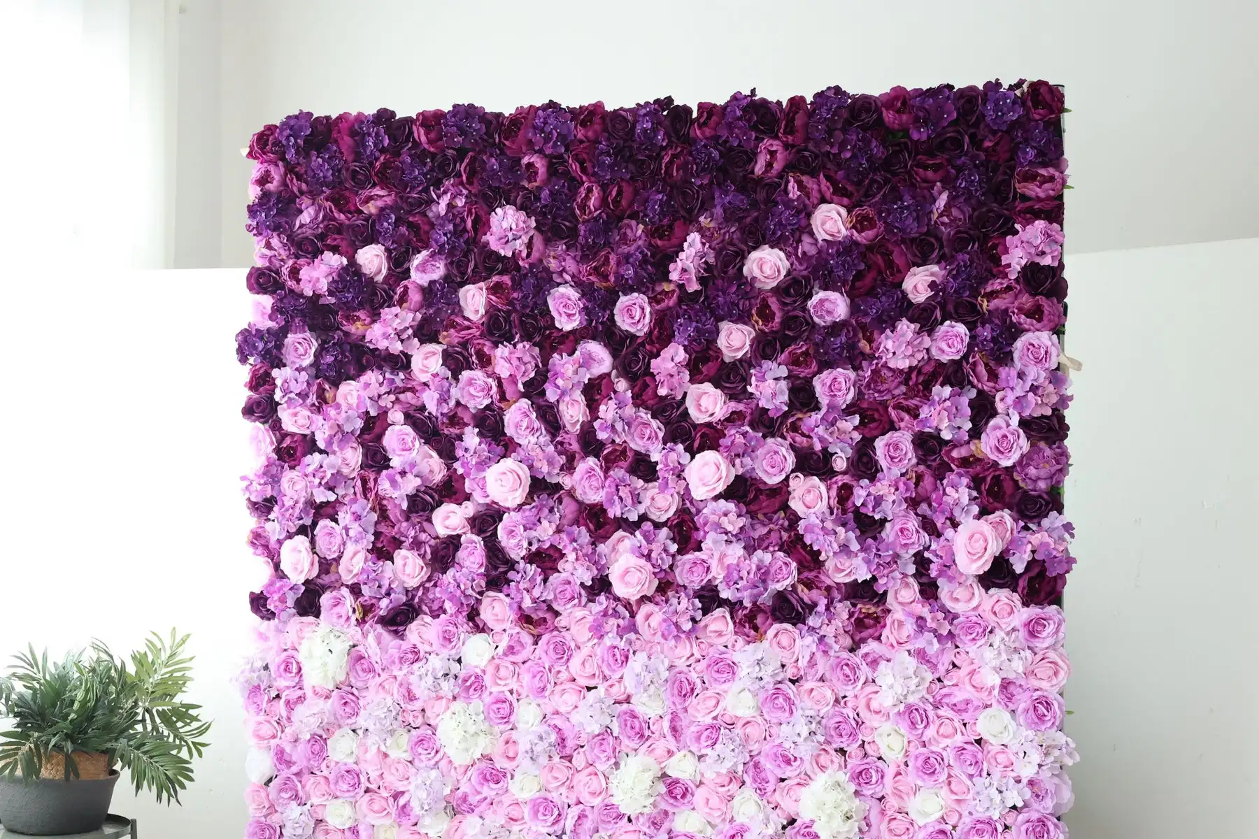 Royal Series 3D Purple Rose White Hydrangea artificial flower wall Plant Birthday party outdoor wedding background decoration