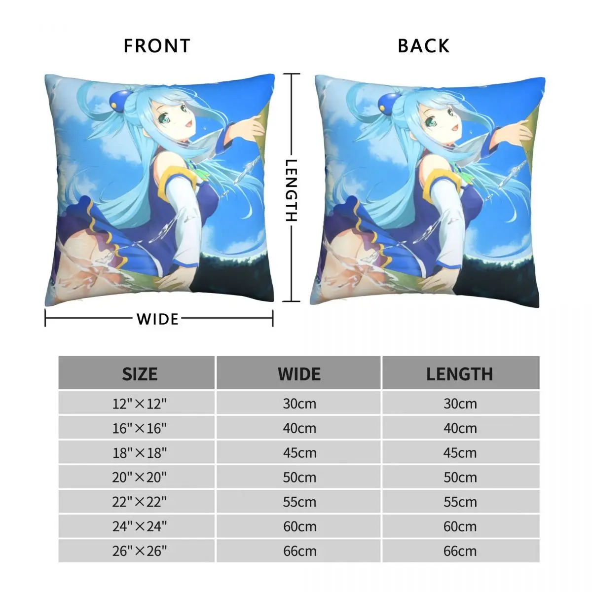 Funny Aqua KonoSuba Anime Girl Pillowcase Polyester Linen Velvet Printed Zip Decor Pillow Case Sofa Seater Cushion Cover