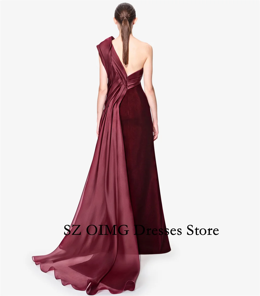 Colavis 2024 New Women\'s Maxi One-Shoulder Velvet Mermaid  Party Dress Burgundy Sleeveless  Prom Dress Gowns Customized