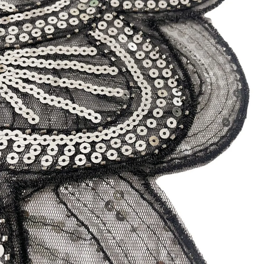 Elegante poncho con paillettes con volant Cappotto in rete scintillante Mantello corto Mantello corto Scialli con paillettes a tema anni '20 Cena per feste