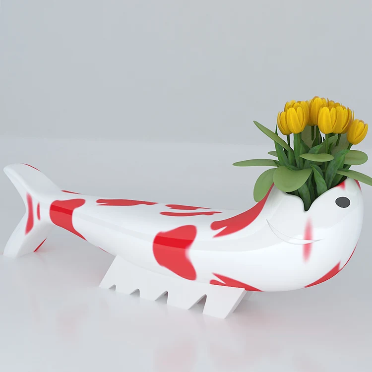 Y428 Fish shaped flower pot and bench custom modern outdoor furniture bench and chair