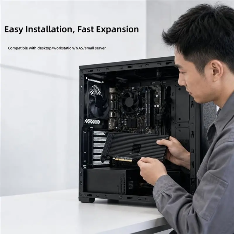 CJSD-M. 2 To SATA Adapter Card 8-Port M. 2 NVME To Pcie 5.0 X16 Adapter Card M. 2 Nvme M-Key 8-Port SATA 3.0 Expansion Card