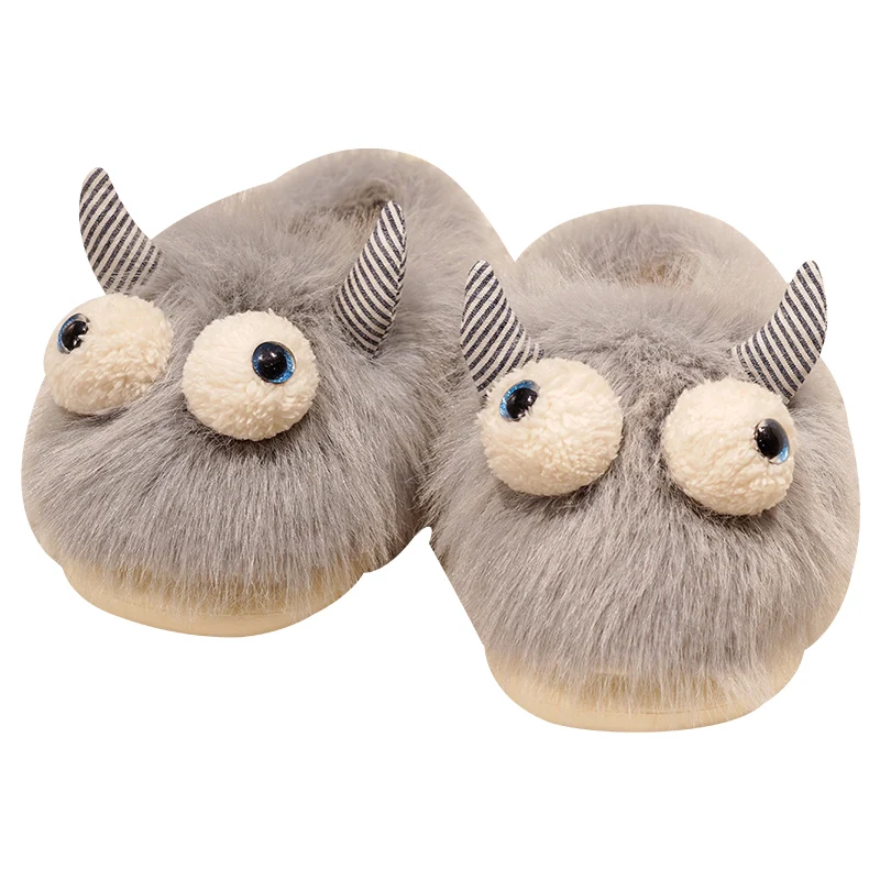 2023 New Strange Little Monster Cotton Drag Women's Slippers Soft, Comfortable, High Quality Plush Heel Design with Durable Sole