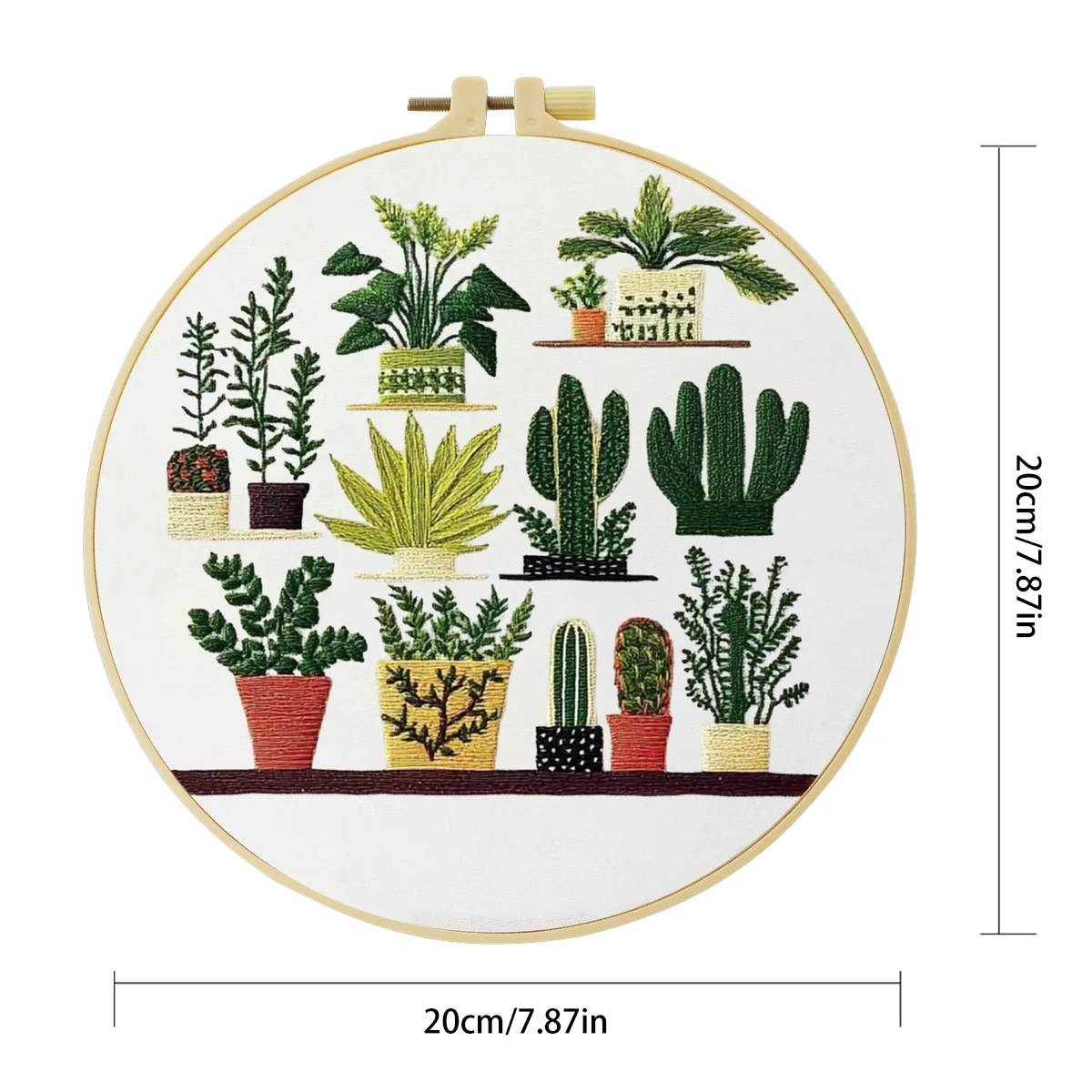 1 Stück 20X20CM/15X15CM 7,87/6,3 Zoll Topfpflanzen-Stickerei-Starter-Kit DIY-Kit DIY-Stickerei-Set Handarbeiten Nadelkunst – Detail 4