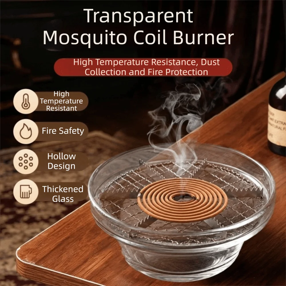 Aromatherapy Stove Transparent Glass Incense Burner Anti Dust with Filter Screen Incense Holder Round Ash Catcher Home Decor