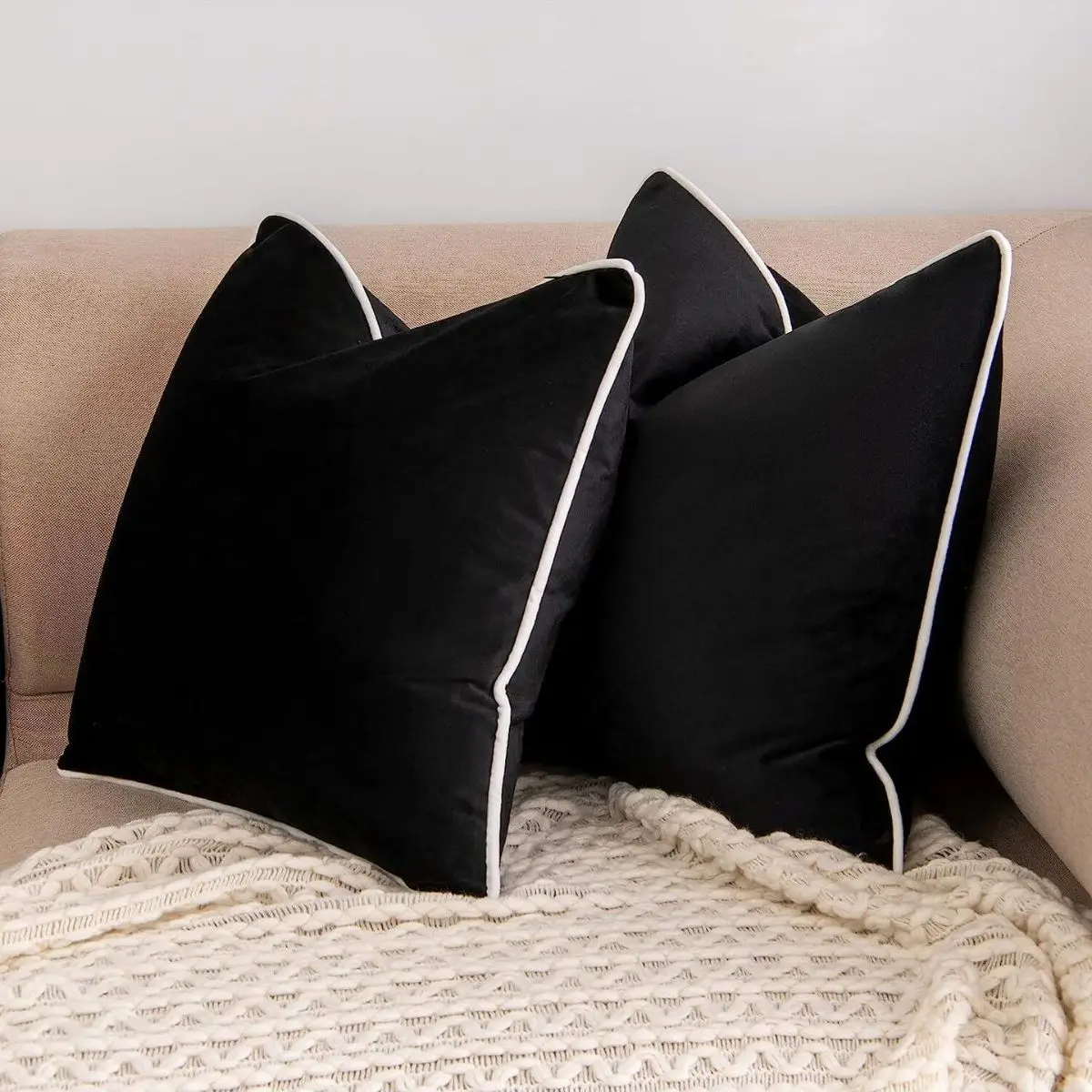 BUYNOW 1PC Dutch Velvet Schwarz-Weiß-Kissenbezug ohne Kissenkern, luxuriöse High-End-Sofa-Kopfteil-Kissendekoration – Detail 9