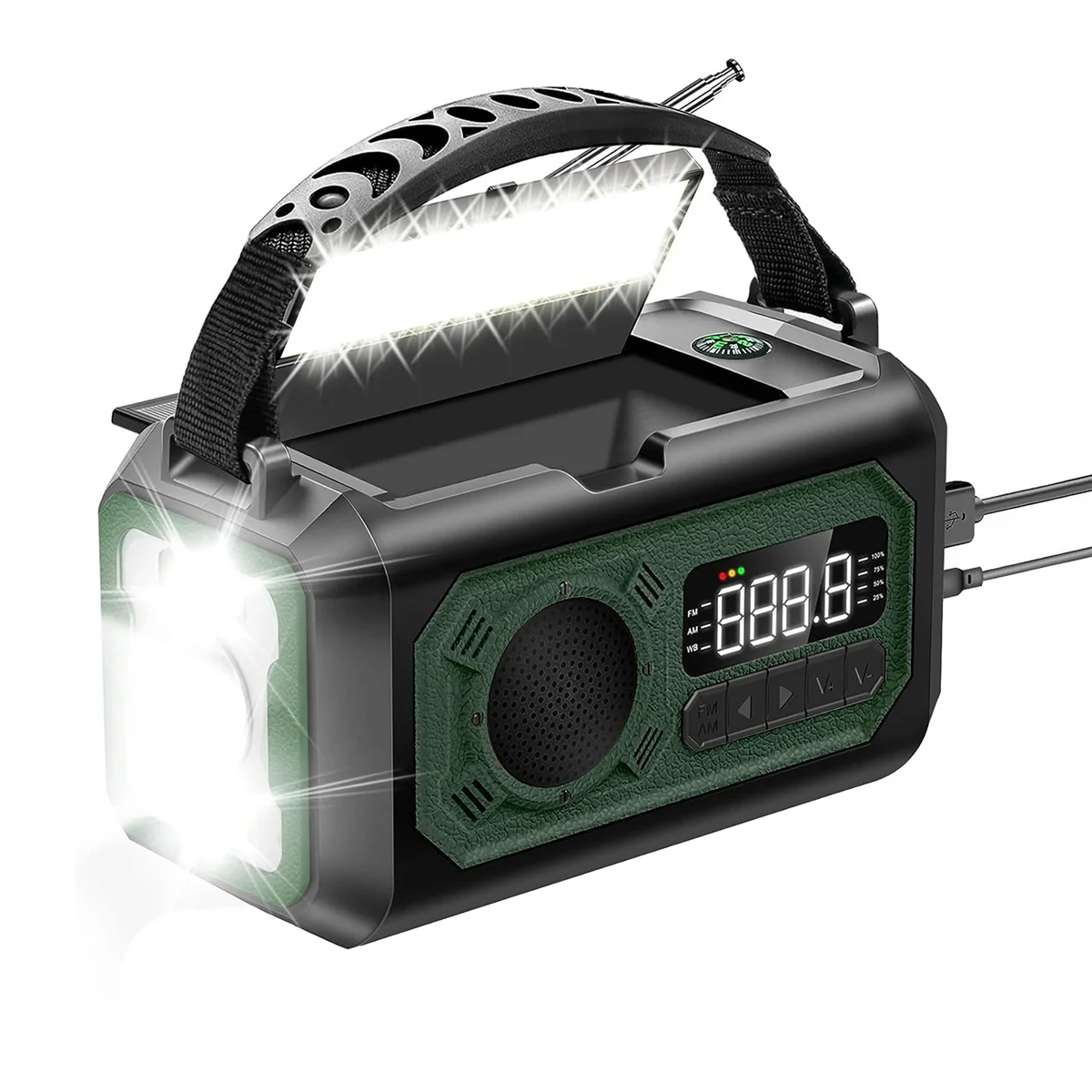 

12000MAh Emergency Weather Radio Hand Crank Radio Solar Radio Portable AM/FM/NOAA Radio with Flashlight Reading Lamp-B