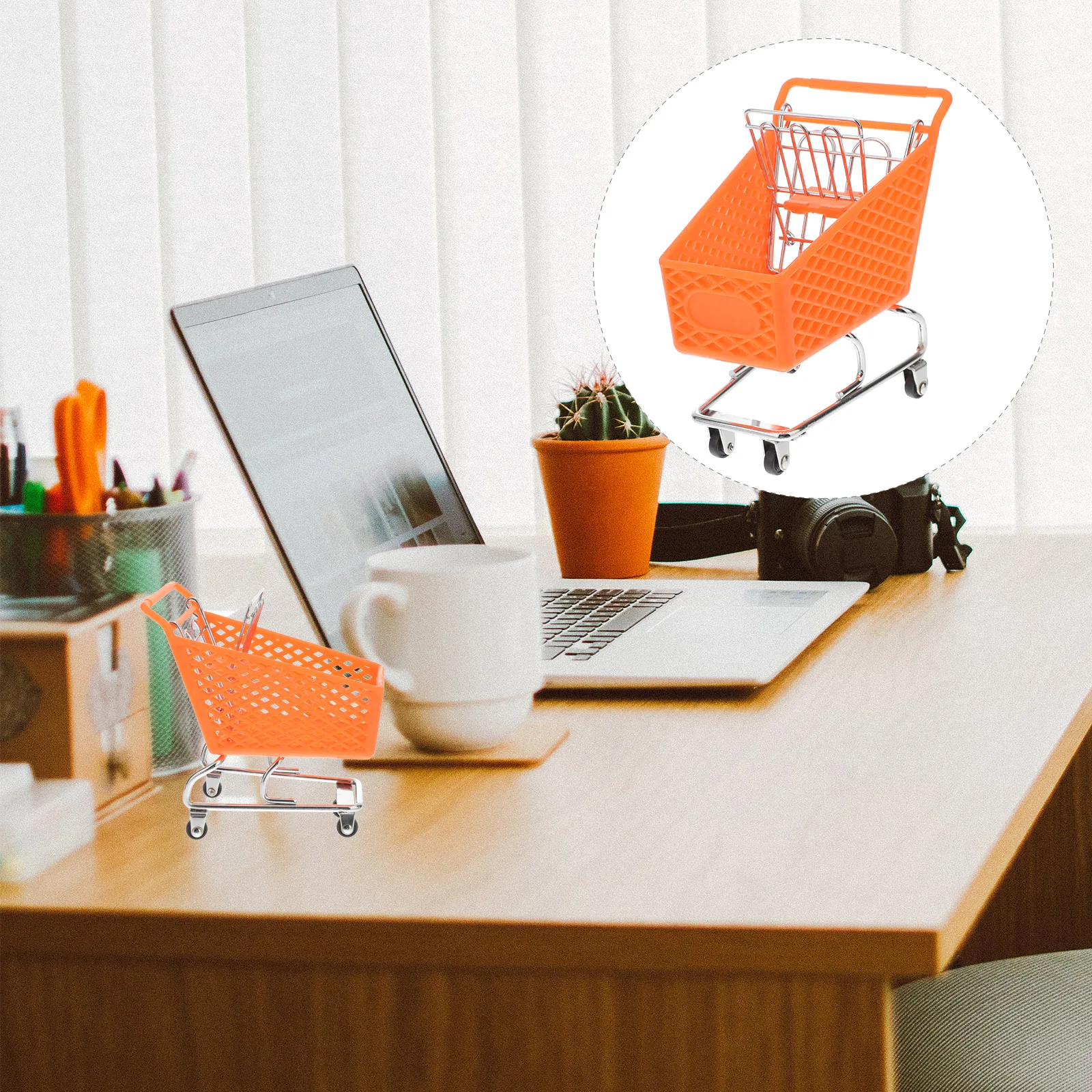 

Creative Mini Shopping Cart Rough Iron Storage Basket Metal Craft Decoration Utility Cart For Home Office Use Light