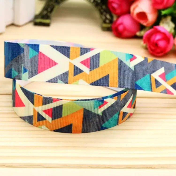 DHK 7/8'' 5yards angle printed grosgrain ribbon headwear hair bow diy party decoration OEM Wholesale 22mm E888