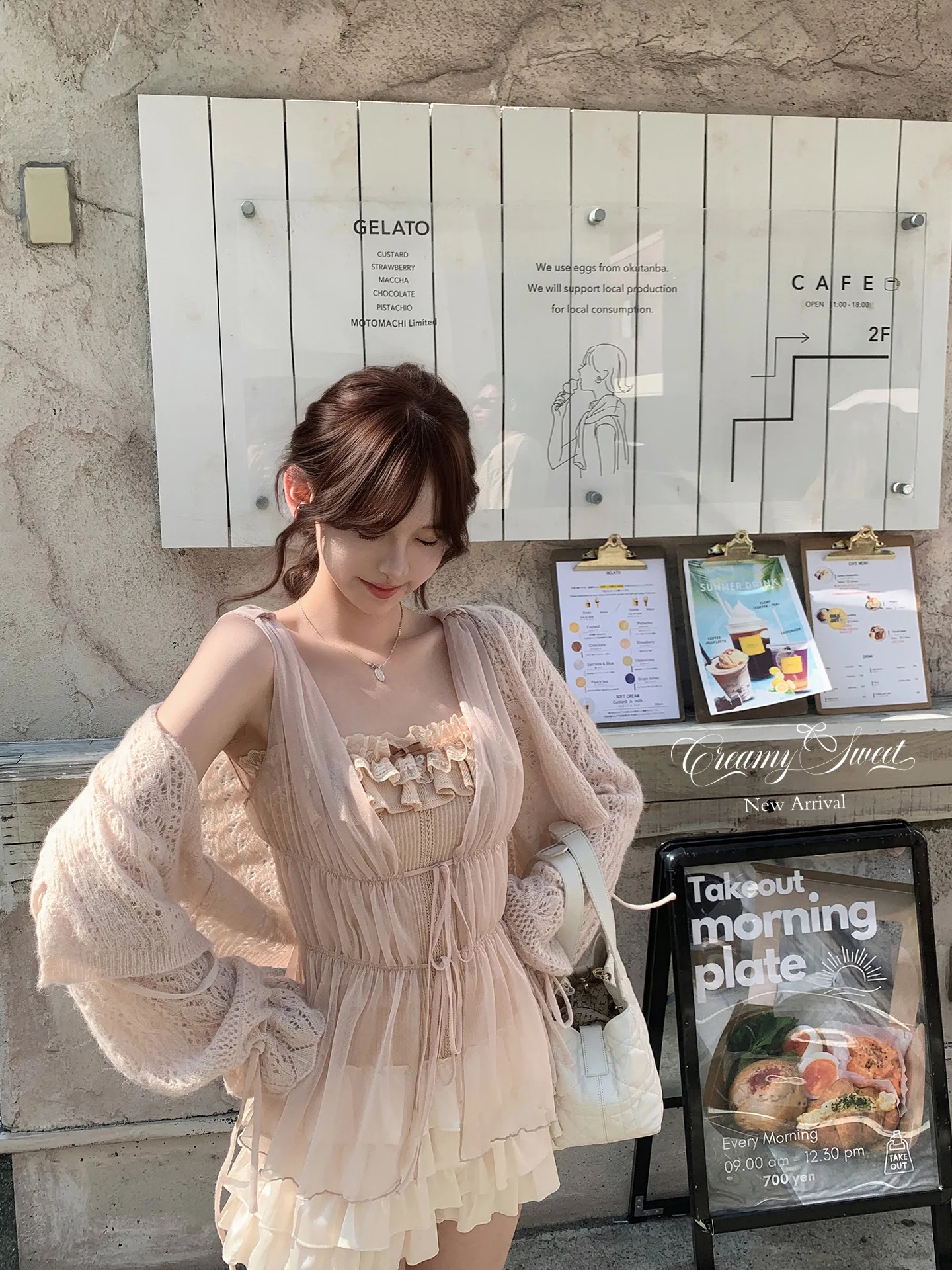 

CrySweet Original Alpaca Wool Knitted ort Pink Sweater Coat Hollow out Design Early Autumn Women's Faion Commute Sle