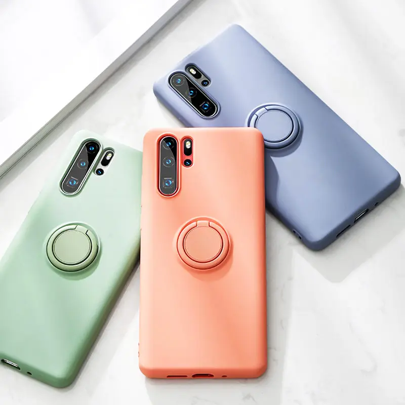 Soft silicone case for Huawei P30 P20 P40 Pro Lite Nova 5t mate honor 20 p30pro p30lite magnetic cover with ring holder