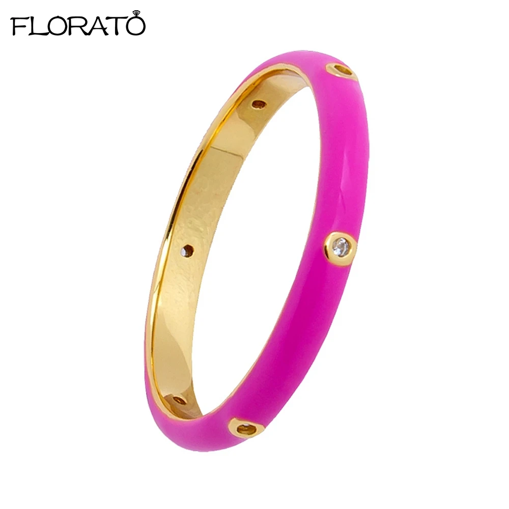 Women's Colorful Enamel Ring, 24K Gold Plated Candy Colors Gift
