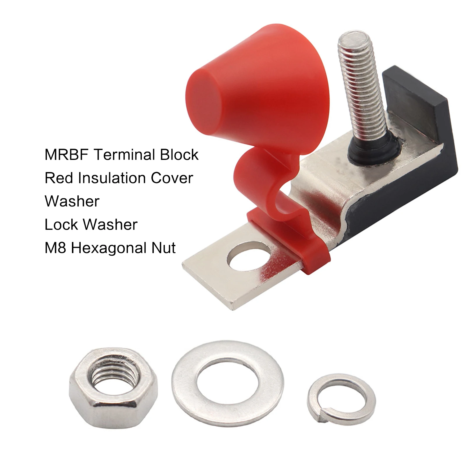 IZTOSS Battery Terminal Fuse Holder Single Stud Insulated Fuse with Cover and 58V 100A-300A Ring Fuse for Automotive Boat Trucks