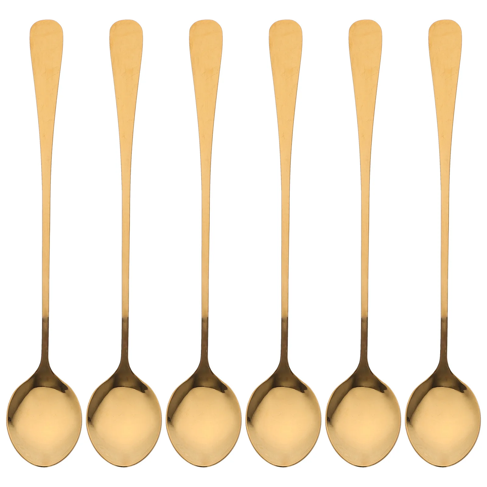 

6Pcs Coffee Ice Drink Stirring Spoon Stainless Steel Long Handle for Mixing Beverages Dessert Tea Pudding Tasting Spoons Metal