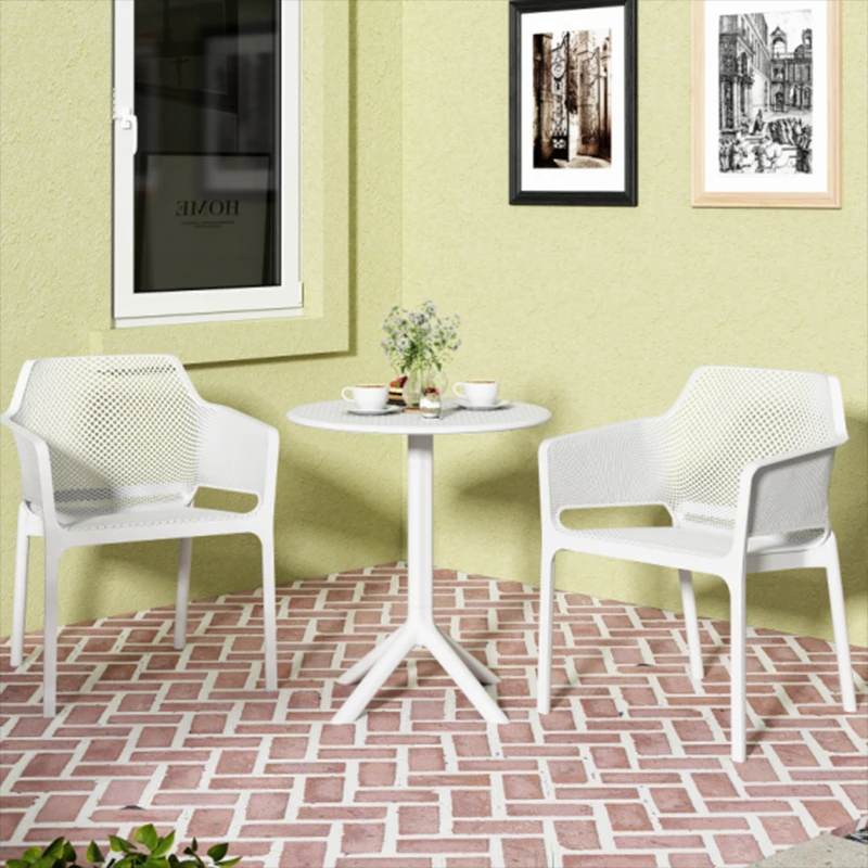 

3 Pieces Outdoor Chair Patio Lawn Garden White Nordic Modern Outside Chair Table Plastic Patios Y Jardin Backyard Furniture