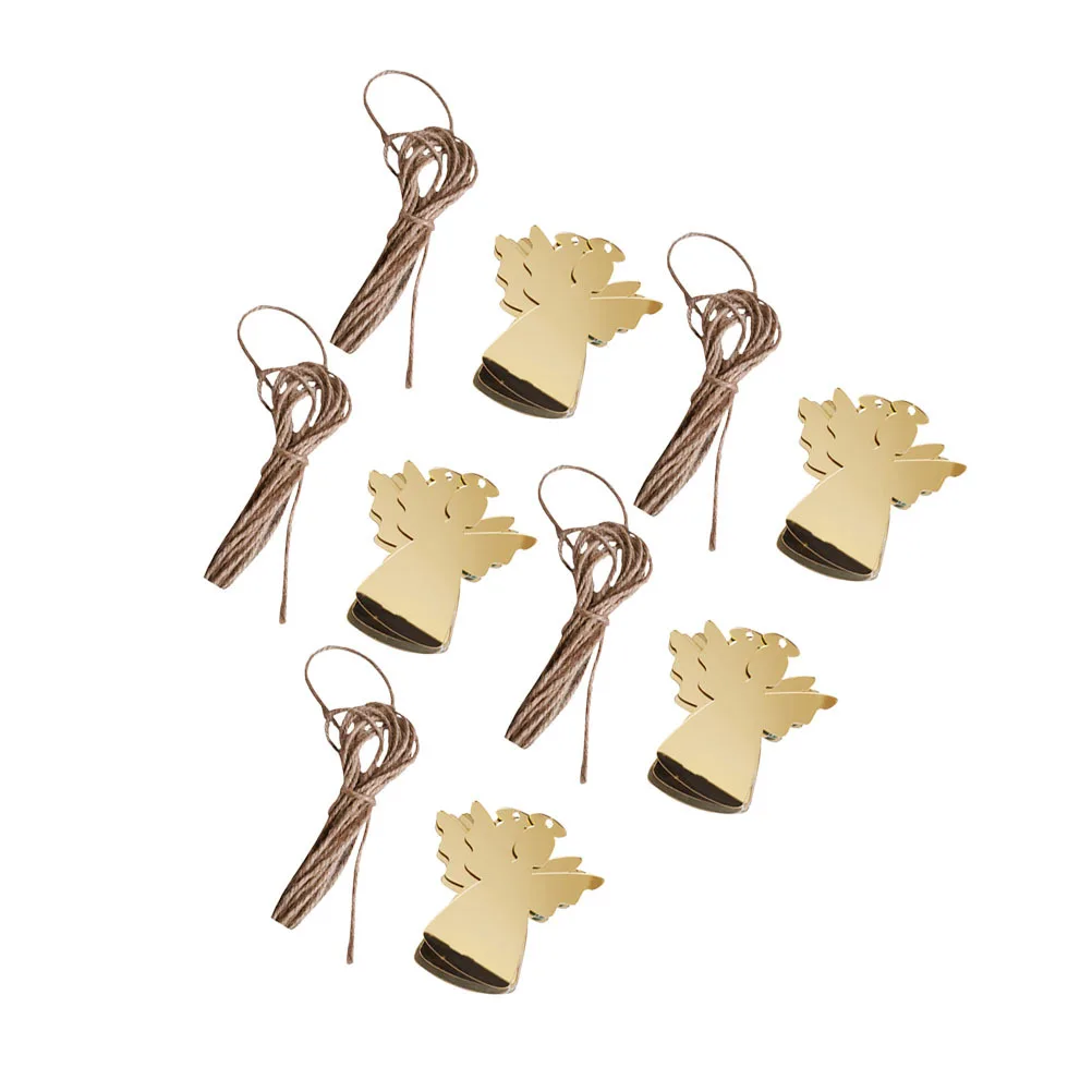 

10Pcs Acrylic Mirror Wall Stickers Angel Shape Decorative Pendant Hemp Rope Included Perfect for Home Party Mirror Wall Stickers