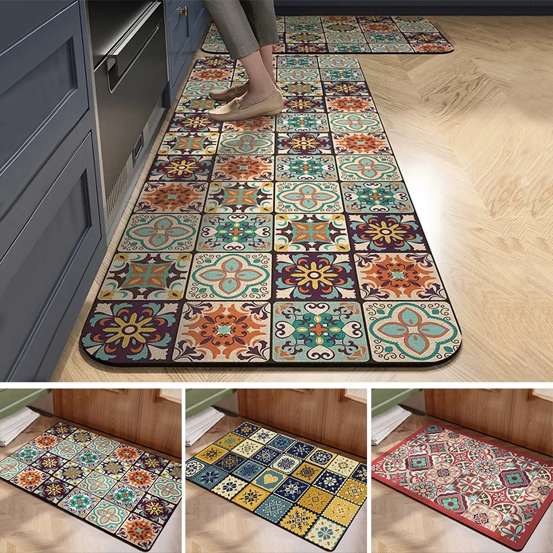 Kitchen Mat Absorbent Long Area Rug Kitchen Carpet Runner Rugs Entrance Door Mat for Kitchen Bedroom Living Room Alfombra Tapis