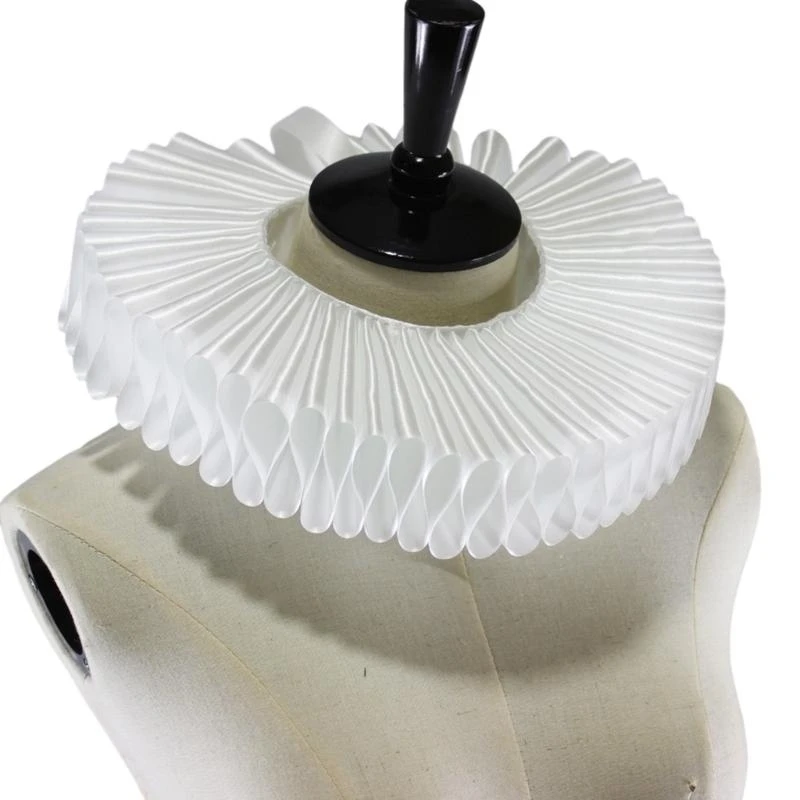 Rinascimentale Collo Ruff Elizabetano Volant setoso Colletto finto Pagliaccio vintage Girocollo Scialle Colletti staccabili Costume cosplay