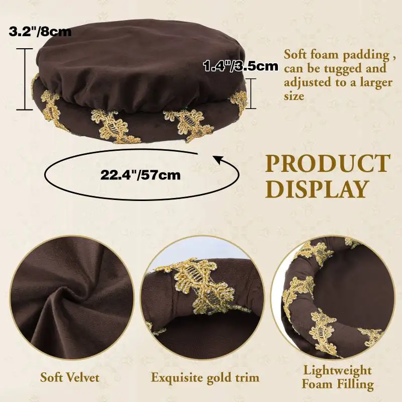 DAZCOS IN STOCK Renaissance Stuffed Circlet Hat Medieval Padded Roll Hat Renaissance Coif Cap Velvet Headpiece Bourrelet Bonnet