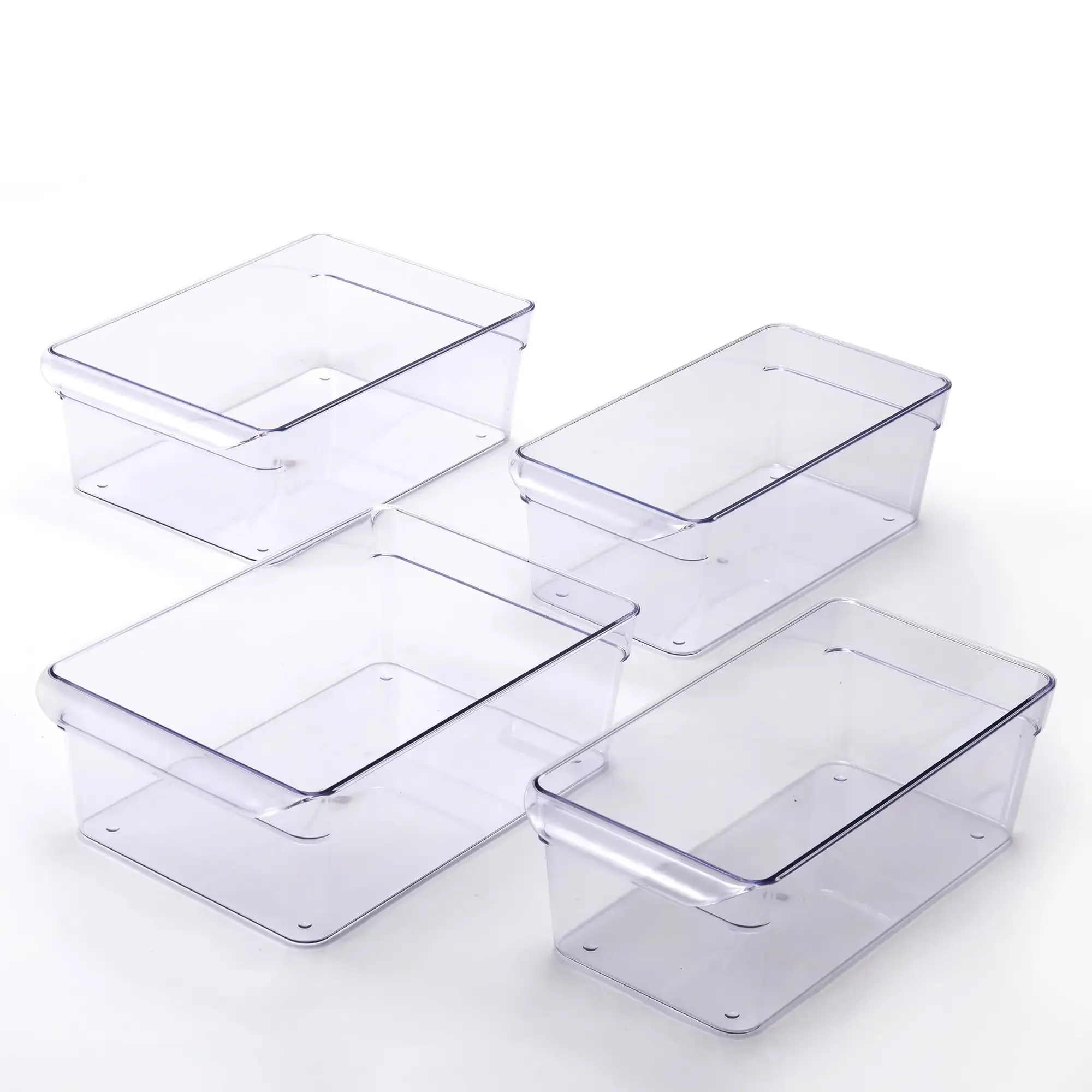 

NEW Clear Plastic Fridge Organization Bin 4-Pack Set, Various Sizes