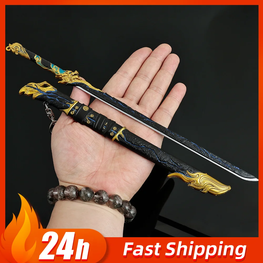 28cm Naraka: Bladepoint Black Gold Ancient Sword Game Peripherals Weapon Metal Sword Model Collection Crafts Gifts Toys for Boys
