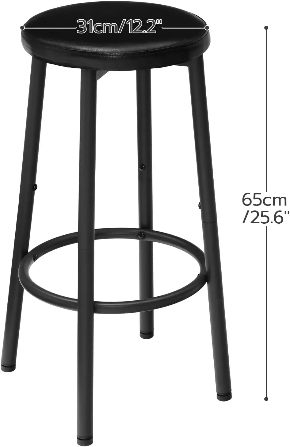 Taburetes de Bar tapizados en PU para Isla de cocina, sillas de Bar de 25,6 pulgadas, taburetes de altura con reposapiés, Juego de 2