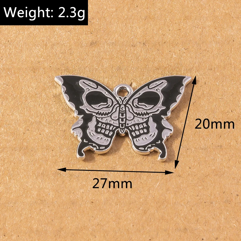 10 teile/los halloween schmetterling schädel bezaubert fledermaus anhänger für schmuck herstellung halskette ohrringe diy halloween geschenk zubehör – Detail 4