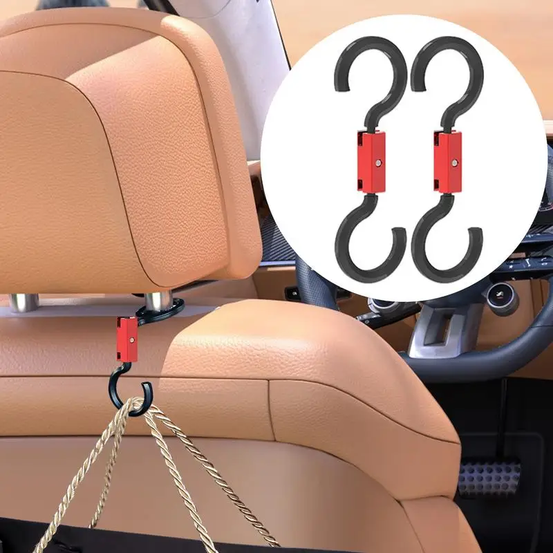 Car Headrest Hook 2 Pieces Seat Hooks Car Storage Hook Rotatable Car Interior Accessories Car Seat Hanger Hook Space-Saving For