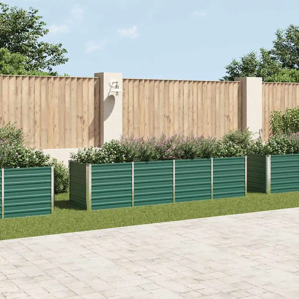 Hochbeet für den Garten aus verzinktem Stahl, 320 x 80 x 77 cm, grün, Außendekoration, Kultiviertöpfe, Gartendekoration