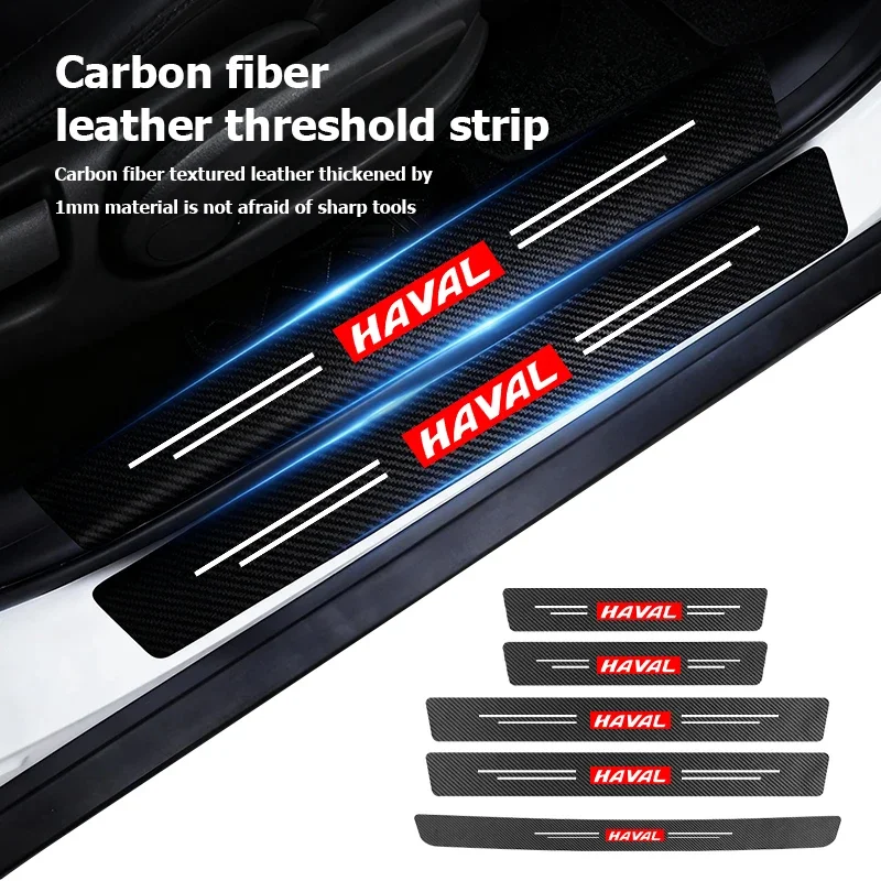 Protect Entry 4Pcs Carbon Fiber Vehicle Door Sill Scuff Plate Cover Guard Anti Scratch Decal Fit Haval H6 Jolion Dargo M6 F7X
