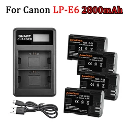 2800mAh E6 LPE6 LP-E6 bateria E6N z podwójnym ładowarka do canona LED EOS 5DS R 5D Mark II 5D znak III 6D 7D 70D 80D bateria do aparatu