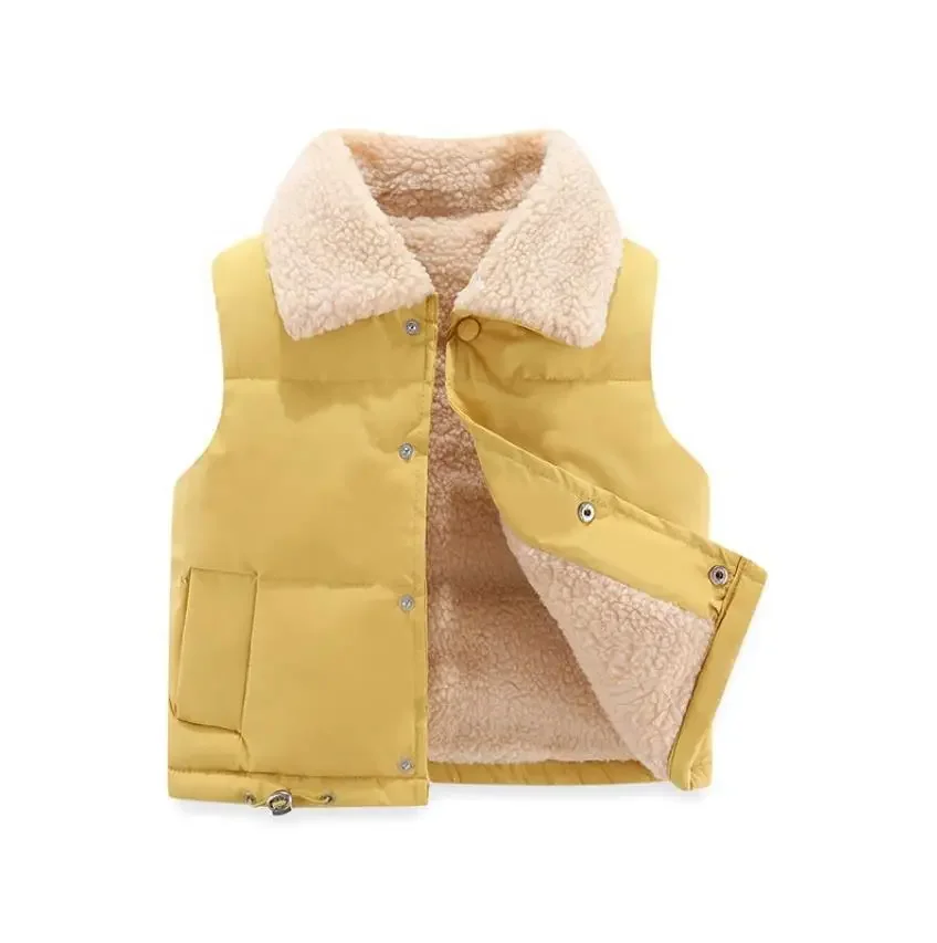 

Autumn Winter Baby Kids Clothes Korean Style Boys Turn-down Collar Fleece Warm Waistcoat Down Cotton Jacket Vests Christmas Coat