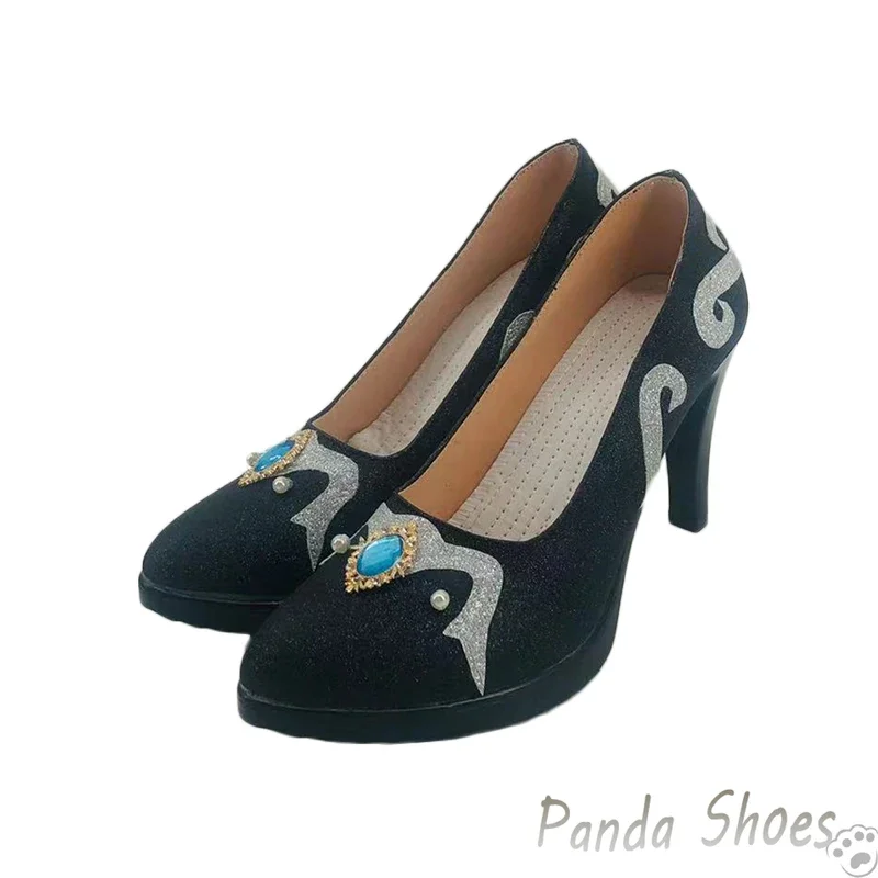 ماري تأثيري أحذية أنيمي لعبة الهوية الخامس الأحذية السوداء الدموية الملكة ماري تأثيري حلي الدعامة أحذية لحفلة الهالوين