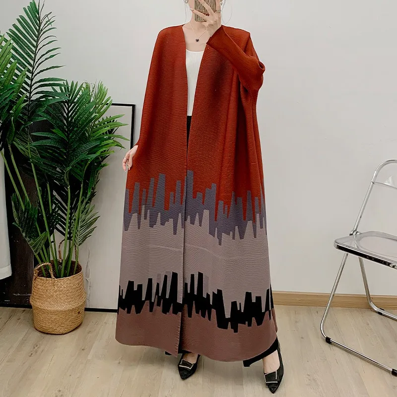 

Autumn New Abaya Trench Coat for Women 2024 Fashionable Temperament Loose Printed Cardigan Long Stretch Cardigan Jacket