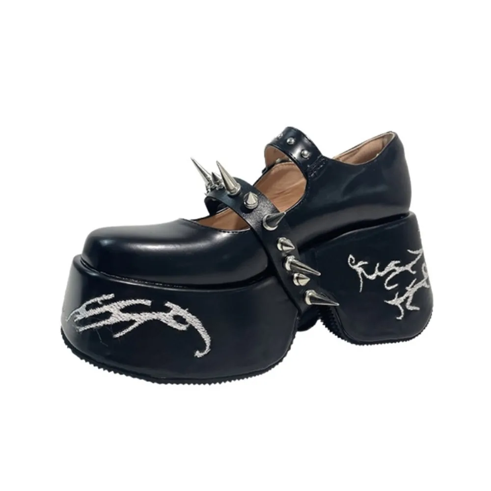 

Fashion Summer New Y2k Punk Rivet Buckle Strap Platform Mary Jean Shoes Spice Girl Gladiator Platform High Heels Pumps