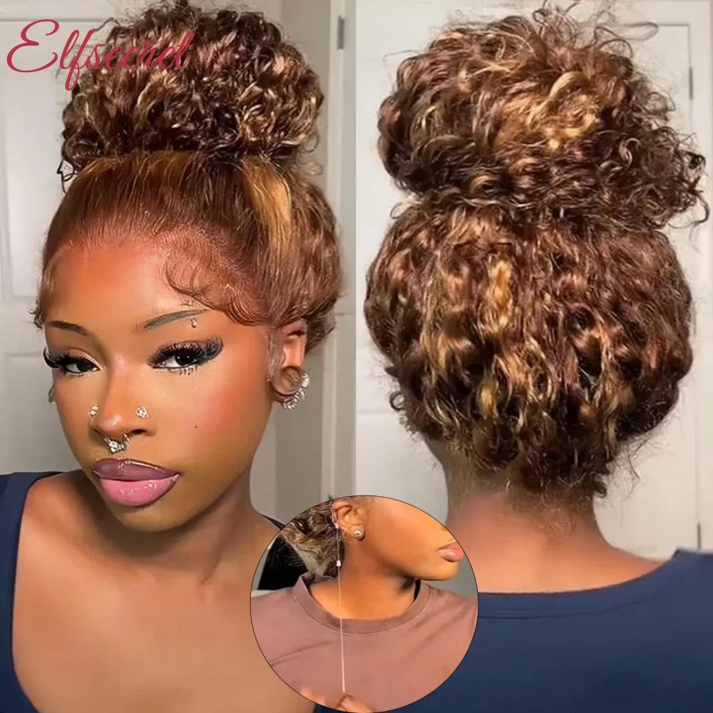 

Выделите Ombre Вьющийся парик Человеческие волосы 13x4 Парики из натуральных волос на кружеве Вода Глубокая волна 13x6 Прозрачные парики на шнурке Предварительно выщипанные