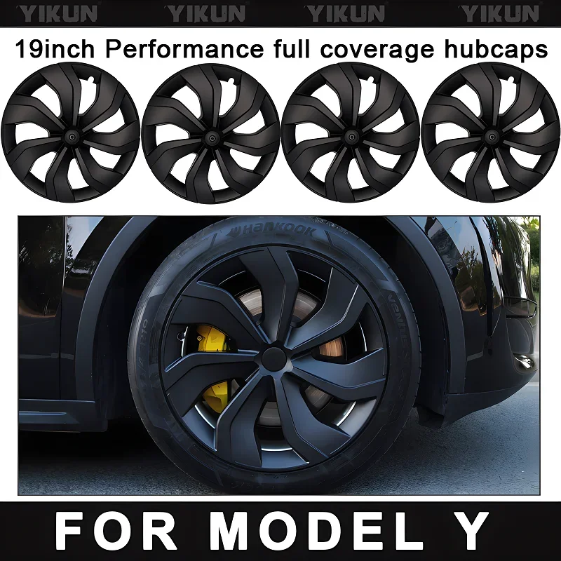 4PCS Hub Cap for Tesla Model Y 19-Inch Wheel Cap Performance Replacement Automobile Full Rim Cover Hubcap Accessories 2018-2024