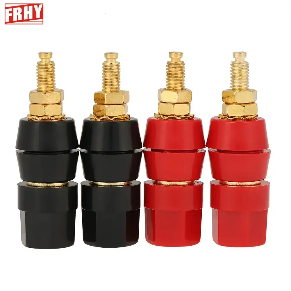 4 Uds conector Banana Jack sonda de prueba Terminal de altavoz de Audio conector adaptador de poste de encuadernación para enchufes de 4mm negro y rojo