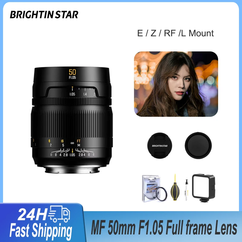 Brightin Star 50mm F1.05 Manual Focus Full frame Lens Large Aperture Camera Lens For Sony E Canon RF Nikon Z L SL SL2 S1 Mounts