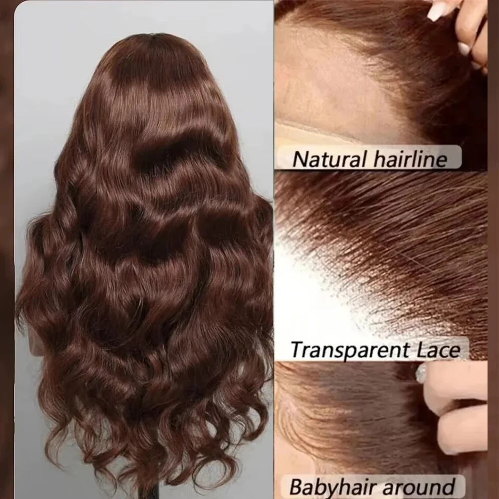 22 Inch Brown Straight Lace Front Wigs Human Hair 200 Density Chocolate Brown Straight Lace Front Wig